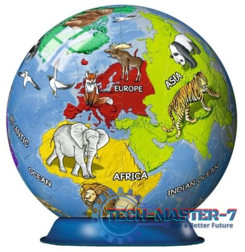 Puzzle 72 elementy 3D Kula, Dziecinny Globus Puzzle 72 elementy 3D Kula, Dziecinny Globus