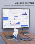 CB-C91 aluminiowy HUB USB-C | 8w1 | RJ45 Ethernet 10/100/1000Mbps | 3xUSB 3.1 | HDMI 4k@30Hz | SD i micro SD | USB-C Power Deliv