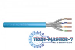 Kabel teleinformatyczny instalacyjny kat.6A, S/FTP, Eca, drut, AWG 23/1, LSOH, 100m ofoliowany Niebieski