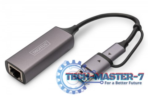Karta sieciowa przewodowa USB 3.1 Typ C + USB A do 1x RJ45 2.5 Gigabit Ethernet 10/100/1000/2500Mbps