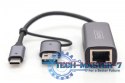 Karta sieciowa przewodowa USB 3.1 Typ C + USB A do 1x RJ45 2.5 Gigabit Ethernet 10/100/1000/2500Mbps