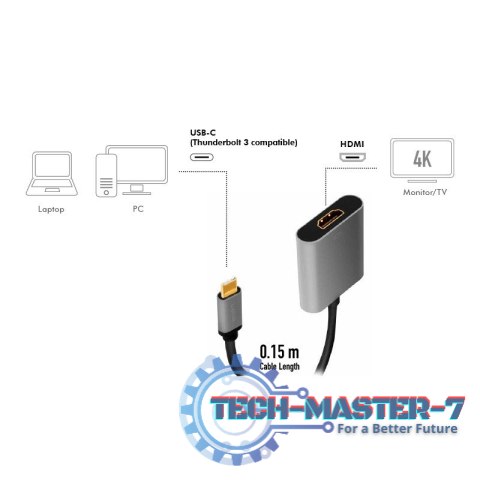 Adapter USB-C do HDMI/F ,4K/60Hz aluminiowy 0.15m Adapter USB-C do HDMI/F ,4K/60Hz aluminiowy 0.15m