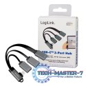 Hub USB 3.2, USB-C/M 90, do 3xUSB-A/F, 0.15m