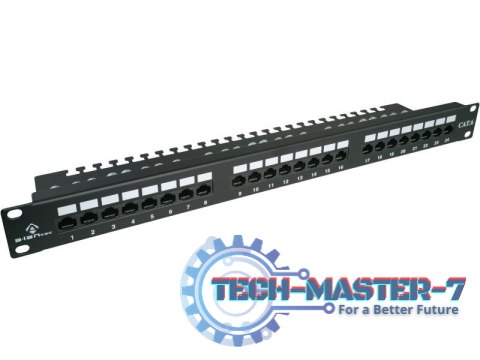 Patch panel UTP kat.6 24 porty LSA z półką 1U