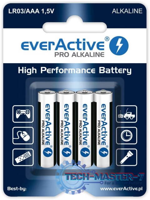 Baterie EVERACTIVE Alkaliczna AAA 1250mAh 4 szt. LR034BLPA