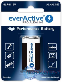 Baterie EVERACTIVE Alkaliczna PP3 (9V, 6LR61, 6F22, 6R61) 650mAh 1 szt. EV6LR61-PRO