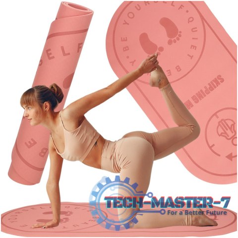 Mata fitness do ćwiczeń jogi skakania na skakance wygłuszająca antypoślizgowa 125x61.5x0,6 cm różowa