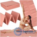 Mata fitness gimnastyczna do ćwiczeń jogi pilatesu fitness joga składana 183x61x0,4 cm różowy