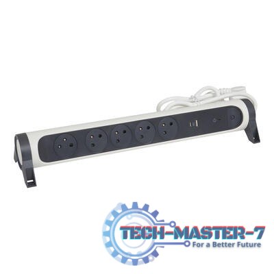 Przedłużacz ochronny 5x2PZ +USB A/C 1,5m biało-czarny Przedłużacz ochronny 5x2PZ +USB A/C 1,5m biało-czarny