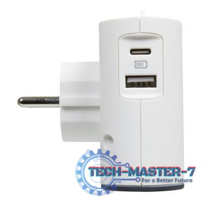 Rozgałęziacz 2x2P+USB AC Biało/czarny