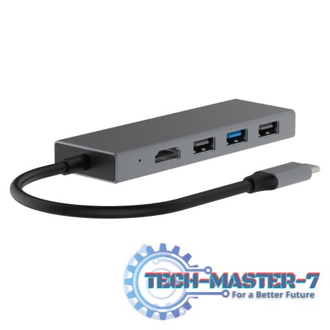 Adapter HUB USB C 7w1 - HDMI, USBx3, PD, SD/TF Adapter HUB USB C 7w1 - HDMI, USBx3, PD, SD/TF