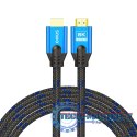 Kabel HDMI (M) v2.1, 3m, 8K, miedź, niebiesko-czarny, złote końcówki, ethernet/3D, CL-143