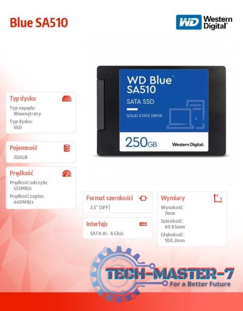 Dysk SSD Blue 250GB SA510 2,5 cala WDS250G3B0A Dysk SSD Blue 250GB SA510 2,5 cala WDS250G3B0A