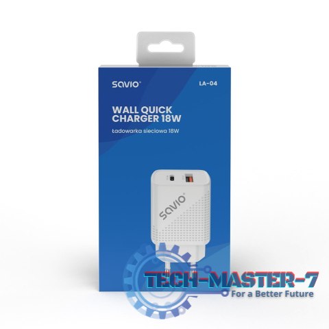 Ładowarka sieciowa USB Quick Charge, Power Delivery 3.0, 18W, LA-04 Ładowarka sieciowa USB Quick Charge, Power Delivery 3.0, 18W, LA-04