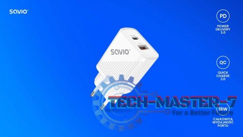 Ładowarka sieciowa USB Quick Charge, Power Delivery 3.0, 18W, LA-04 Ładowarka sieciowa USB Quick Charge, Power Delivery 3.0, 18W, LA-04