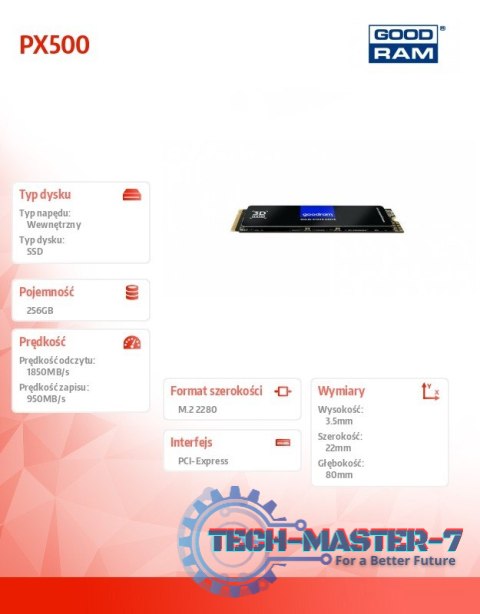 Dysk PX500-G2 256GB M.2 PCIe 3x4 NVMe Dysk PX500-G2 256GB M.2 PCIe 3x4 NVMe