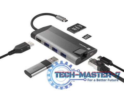 Stacja dokująca Multiport Fowler Plus USB-C PD, 3x USB 3.0, HDMI 4K, RJ45, SD, micro SD Stacja dokująca Multiport Fowler Plus USB-C PD, 3x USB 3.0, HDMI 4K, RJ45, SD, micro SD