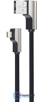 CB-AL01 Black OEM nylonowy kabel USB - Lightning | 2m | wtyki 90 stopni | certyfikat MFi