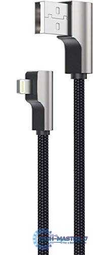 CB-AL01 Black OEM nylonowy kabel USB - Lightning | 2m | wtyki 90 stopni | certyfikat MFi CB-AL01 Black OEM nylonowy kabel USB - Lightning | 2m | wtyki 90 stopni | certyfikat MFi