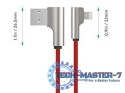 CB-AL01 Red OEM nylonowy kabel USB - Lightning | 2m | wtyki 90 stopni | certyfikat MFi