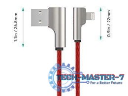 CB-AL01 Red OEM nylonowy kabel USB - Lightning | 2m | wtyki 90 stopni | certyfikat MFi