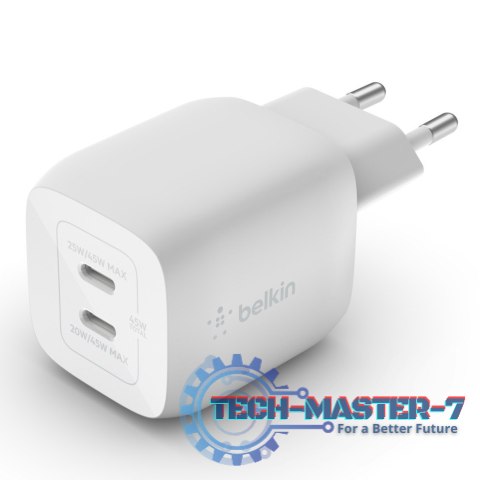Podwójna ładowarka ścienna USB-C GaN z PPS 45 W Podwójna ładowarka ścienna USB-C GaN z PPS 45 W