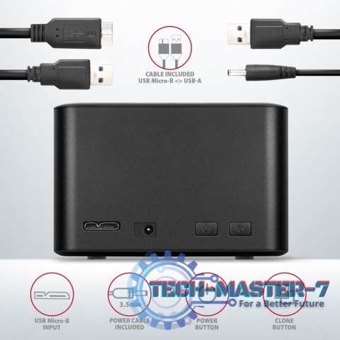 ADSA-D25 MINI stacja dokująca USB 3.2 Gen 1 - 2x SATA 6G 2.5" SSD/HDD CLONE ADSA-D25 MINI stacja dokująca USB 3.2 Gen 1 - 2x SATA 6G 2.5" SSD/HDD CLONE