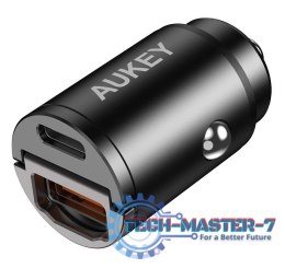CC-A3 Mini aluminiowa ładowarka samochodowa 2xUSB (1xUSB C Power Delivery + 1xUSB A Quick Charge 3.0) 30W 6A