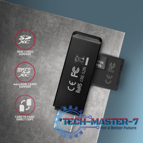 CRE-S2N Czytnik zewnętrzny kart USB-A 3. 2 GEN 1, 2-gniazda lun SD/microSD, UHS-I CRE-S2N Czytnik zewnętrzny kart USB-A 3. 2 GEN 1, 2-gniazda lun SD/microSD, UHS-I
