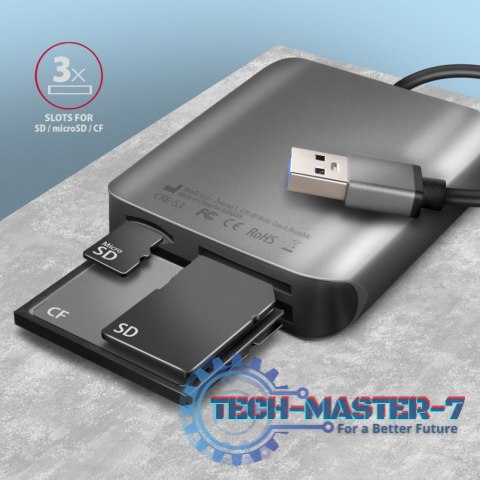 CRE-S3 Czytnik zewnętrzny kart USB-A 3. 2 GEN 1, 3-slot lun SD/microSD/CF, obsługa UHS-II CRE-S3 Czytnik zewnętrzny kart USB-A 3. 2 GEN 1, 3-slot lun SD/microSD/CF, obsługa UHS-II