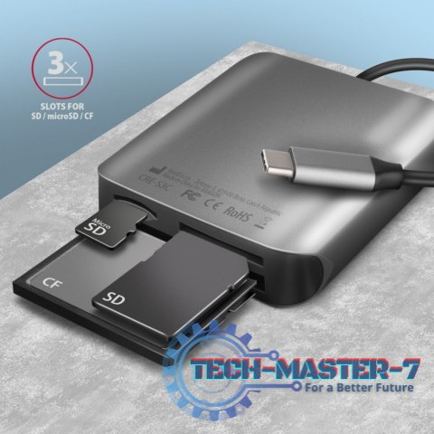 CRE-S3C Czytnik zewnętrzny kart USB-C 3.2 GEN 1, 3-slot & lun SD/microSD/CF, obsługa UHS-II CRE-S3C Czytnik zewnętrzny kart USB-C 3.2 GEN 1, 3-slot & lun SD/microSD/CF, obsługa UHS-II