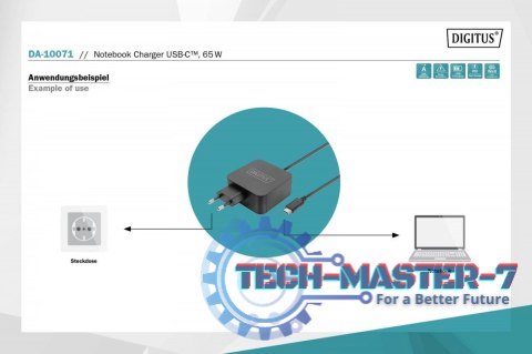 Ładowarka sieciowa zasilacz 1x USB-C PD 3.0 max. 65W zintegrowany kabel 1,2m Czarna Ładowarka sieciowa zasilacz 1x USB-C PD 3.0 max. 65W zintegrowany kabel 1,2m Czarna