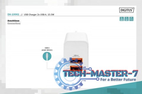Ładowarka sieciowa zasilacz 2x USB-A 15,5W Biała Ładowarka sieciowa zasilacz 2x USB-A 15,5W Biała
