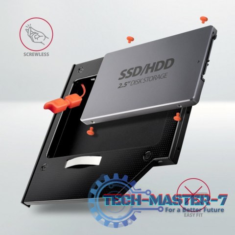 RSS-CD09 Ramka na 2,5" SSD-HDD do gniazda DVD, 9.5mm LED aluminium RSS-CD09 Ramka na 2,5" SSD-HDD do gniazda DVD, 9.5mm LED aluminium