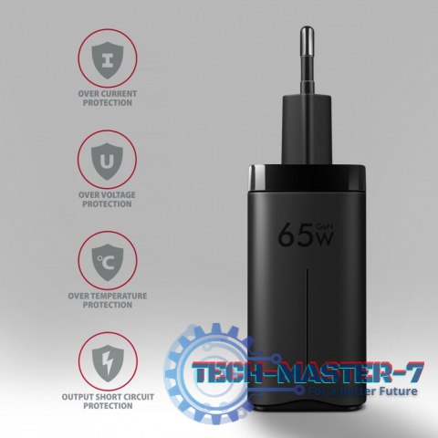 ACU-DPQ65 Ładowarka sieciowa, GaN 65W, 3x port (USB-A + dual USB-C), PD3.0/QC4+/PPS/Apple, czarna ACU-DPQ65 Ładowarka sieciowa, GaN 65W, 3x port (USB-A + dual USB-C), PD3.0/QC4+/PPS/Apple, czarna