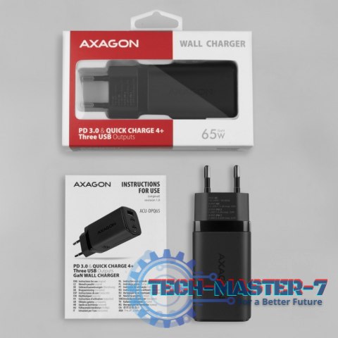 ACU-DPQ65 Ładowarka sieciowa, GaN 65W, 3x port (USB-A + dual USB-C), PD3.0/QC4+/PPS/Apple, czarna ACU-DPQ65 Ładowarka sieciowa, GaN 65W, 3x port (USB-A + dual USB-C), PD3.0/QC4+/PPS/Apple, czarna