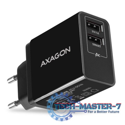 ACU-DS16 Ładowarka sieciowa, SMART 16W, 2x port USB-A, 5V/2.2A + 5V/1A