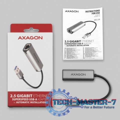 ADE-25R Karta sieciowa 2.5 Gigabit Ethernet, Realtek 8156, USB-A 3.2 Gen 1, automatyczna instalacja, szara ADE-25R Karta sieciowa 2.5 Gigabit Ethernet, Realtek 8156, USB-A 3.2 Gen 1, automatyczna instalacja, szara