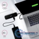 HMC-6GL Wieloportowy hub USB 6in1, 5Gbps, 3x USB-A, HDMI 4K/30Hz, GLAN, PD 100W, 20cm USB-C kabel