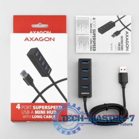 HUE-M1AL Hub 4-portowy Mini metalowy USB 3.2 Gen 1, 1.2m USB-A kabel HUE-M1AL Hub 4-portowy Mini metalowy USB 3.2 Gen 1, 1.2m USB-A kabel
