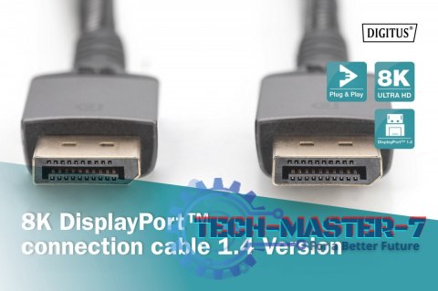 Kabel połączeniowy PREMIUM DisplayPort 8K60Hz UHD DP/DP M/M 3m Czarny Kabel połączeniowy PREMIUM DisplayPort 8K60Hz UHD DP/DP M/M 3m Czarny