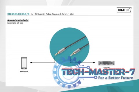 Kabel połączeniowy audio MiniJack Stereo Typ 3.5mm/3.5mm M/M nylon 1,8m Kabel połączeniowy audio MiniJack Stereo Typ 3.5mm/3.5mm M/M nylon 1,8m