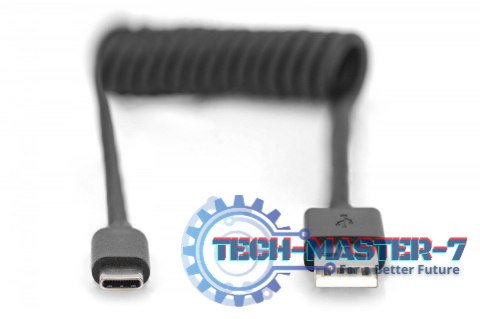 Kabel spiralny USB A/USB C, USB 2.0, PD 60W, max. 1m Czarny Kabel spiralny USB A/USB C, USB 2.0, PD 60W, max. 1m Czarny