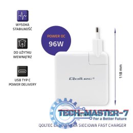 Ładowarka sieciowa FAST 96W | 5-20V | 3-4.7A | USB C PD | Biała