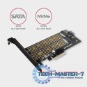 PCEM2-D Adapter wewnętrzny PCIe x4, 1x M.2 NVMe M-key + 1x SATA B-key slot, SP & LP