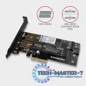 PCEM2-D Adapter wewnętrzny PCIe x4, 1x M.2 NVMe M-key + 1x SATA B-key slot, SP & LP