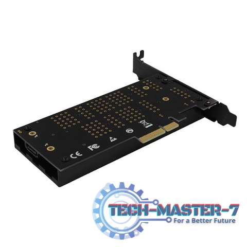 PCEM2-DC Adapter wewnętrzny PCIe x4, 1x M.2 NVMe M-key + 1x SATA B-key slot, chłodnica, SP & LP + radiator PCEM2-DC Adapter wewnętrzny PCIe x4, 1x M.2 NVMe M-key + 1x SATA B-key slot, chłodnica, SP & LP + radiator