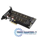 PCEM2-DC Adapter wewnętrzny PCIe x4, 1x M.2 NVMe M-key + 1x SATA B-key slot, chłodnica, SP & LP + radiator