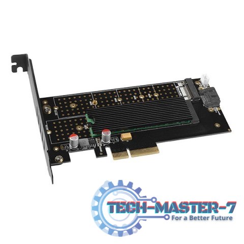 PCEM2-DC Adapter wewnętrzny PCIe x4, 1x M.2 NVMe M-key + 1x SATA B-key slot, chłodnica, SP & LP + radiator PCEM2-DC Adapter wewnętrzny PCIe x4, 1x M.2 NVMe M-key + 1x SATA B-key slot, chłodnica, SP & LP + radiator