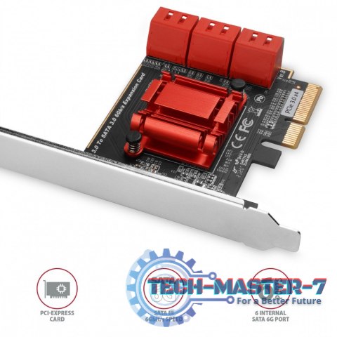PCES-SA6 Kontroler PCIe 6x wewnętrzny port SATA 6G, ASM1166, SP & LP PCES-SA6 Kontroler PCIe 6x wewnętrzny port SATA 6G, ASM1166, SP & LP